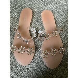 Mata Jelly floral gem slip on Sandal Women’s 9 nude pink